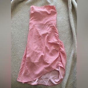 Pink polka dot mini dress